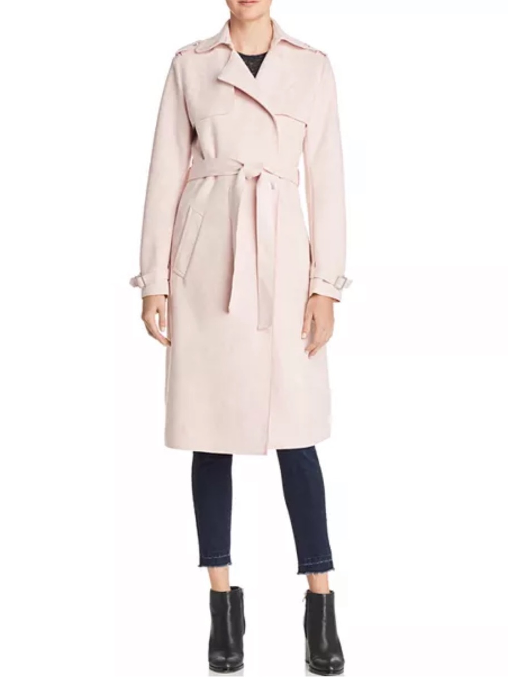 Tahari Faux Suede Trench Coat